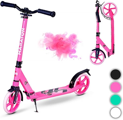 Maraton Comfort 200 Scooter de dos ruedas Scooter ligero y duradero para adultos y niños, ruedas de poliuretano de 7.9 in de diámetro, rodamientos