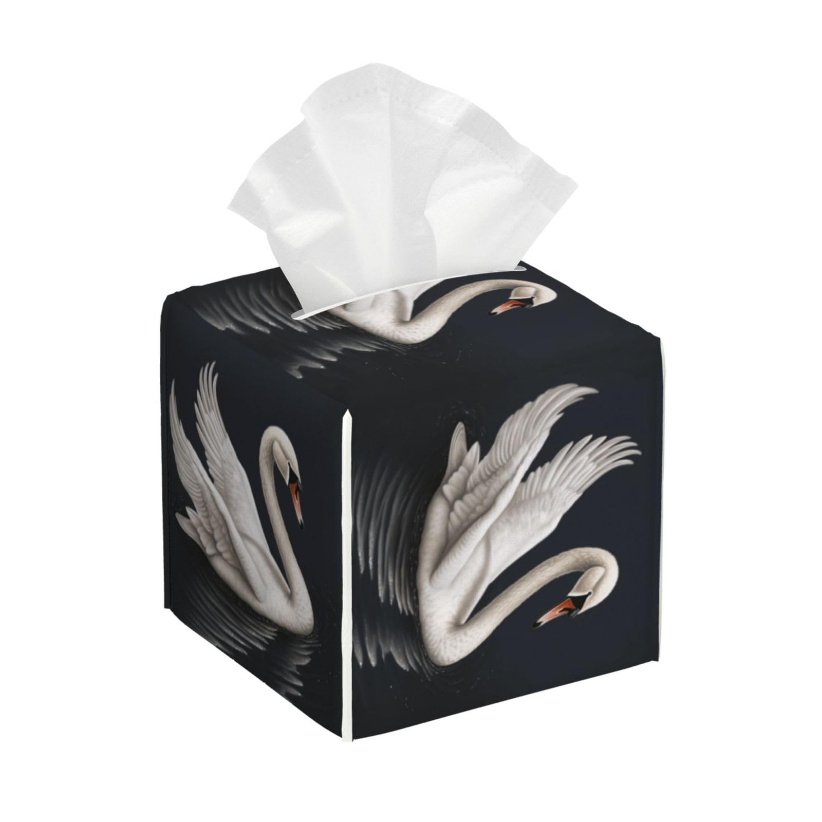 White Swan Tissue Box Cover Square Cube Boxes