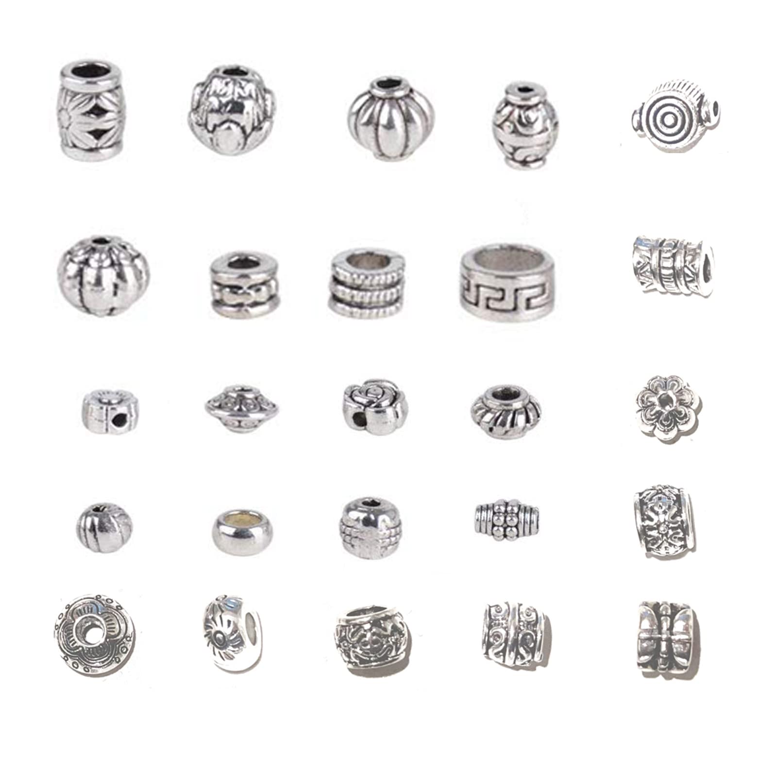 300 Perline Distanziatori Metallo - 35 Stili Argento Tibetano Per Braccialetti, Collane Fai Da Te - Foto 8