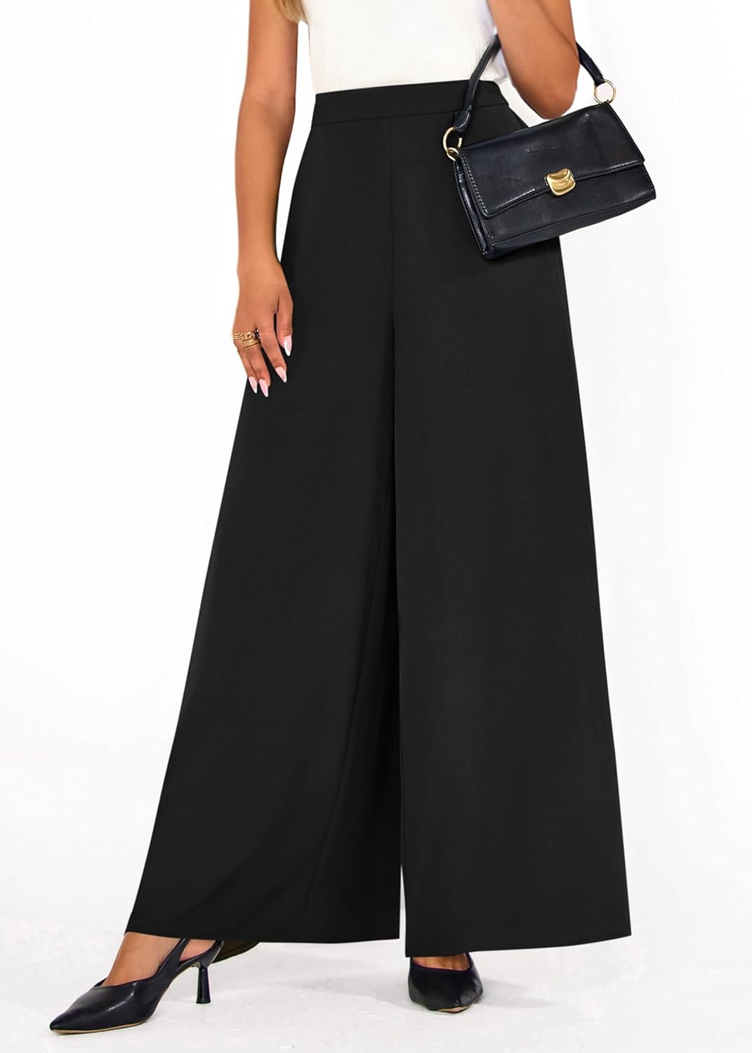 KIRUNDO Palazzo Pants for Women Dressy 2026 Spring Slacks Wide Leg High Waisted Business Casual Work Trousers with Pockets - Image 8