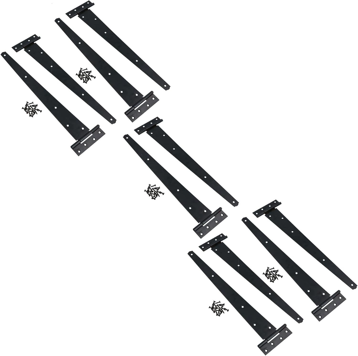 18in / 450mm Heavy Duty T Tee Hinges For Shed + Garden Gates Black Finish 10pc