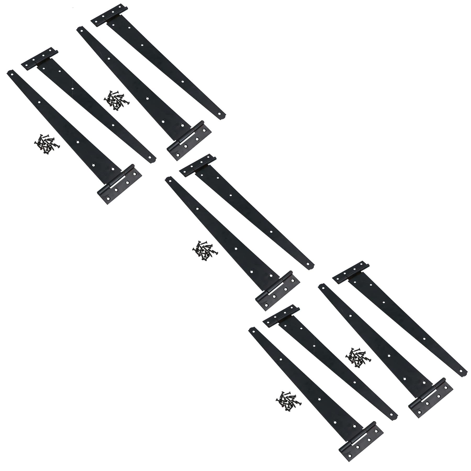 18in / 450mm Heavy Duty T Tee Hinges for Shed + Garden Gates Black Finish 10pc