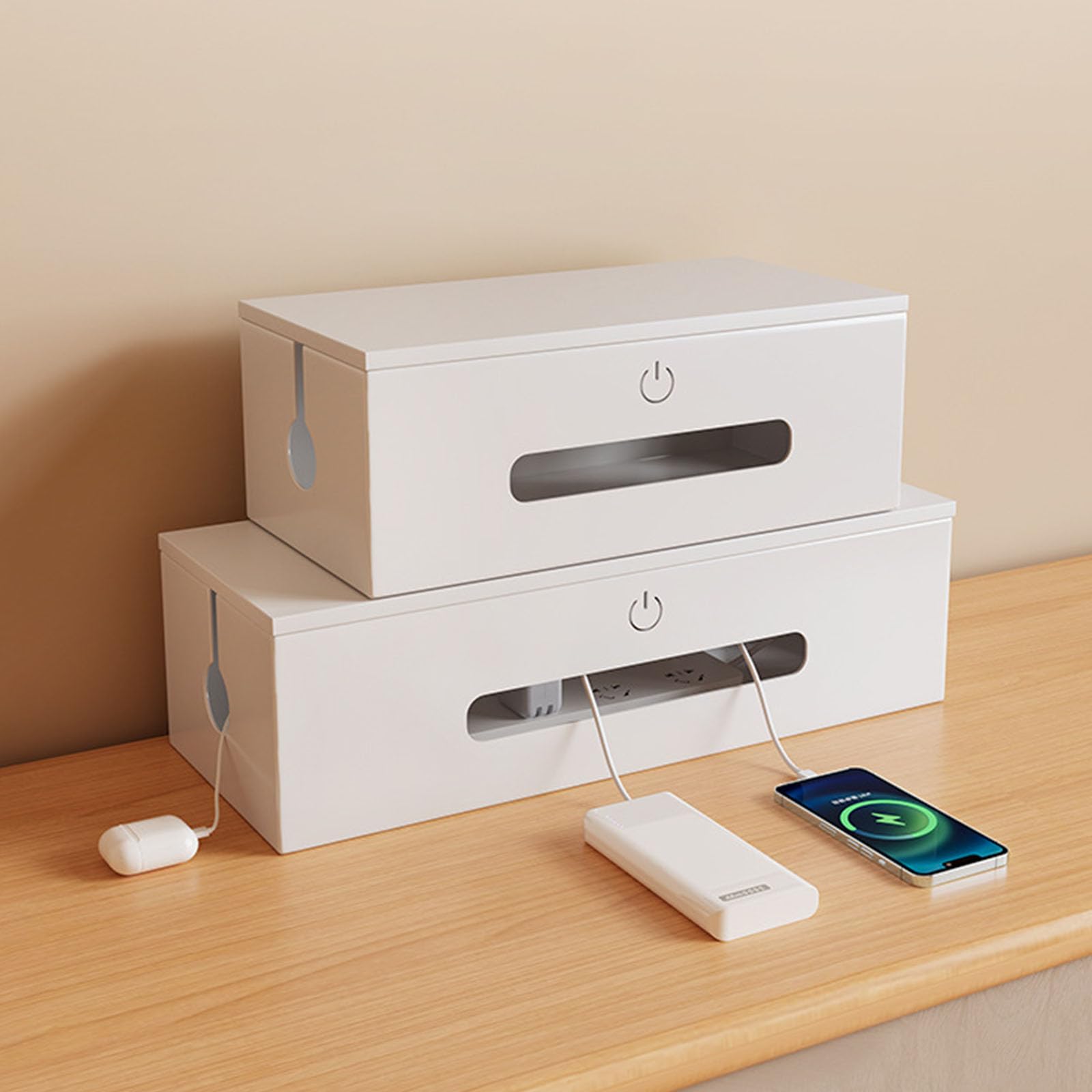 Caja organizadora de cables de 32 cm para organizar entretenimiento en el escritorio y juegos