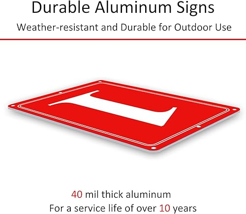 Miniatura 4 de Letreros numéricos de aluminio premium 1, de metal de 12 x 8 pulgadas, letreros numerados rojos al aire libre para estacionamientos, piso, muelle,