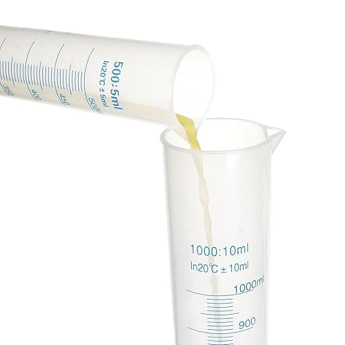 Miniatura 5 de Paquete de 2 cilindros graduados de plástico de 33.8 fl oz, juego de cilindros de medición transparente, frasco de tubo de ensayo de medición