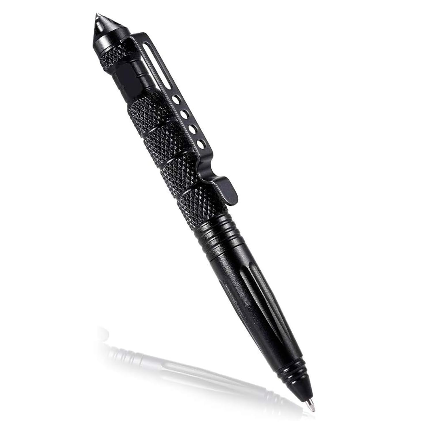 CABLEPELADO - Bolígrafo Táctico Multifuncional | Boli con Rompevidrios de Emergencia | Aluminio Templado para Escritura y Supervivencia | Negro