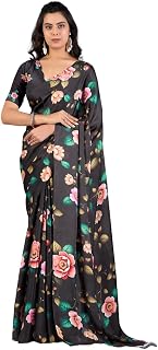 SHREGHAR FASHION Women's Soft Satin Georgette Saree with Floral Digital Print – Lightweight Summer Saree for women, Party... Price In India