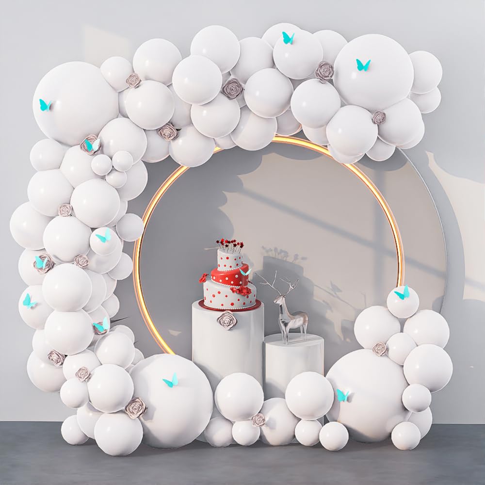 140pcs White Balloons Different Sizes 18" 12" 10" 5" Matte White Balloon Garland Arch Kit, Party Latex Balloons for Birthday Baby Shower Wedding Anniversary Baby Shower Party Decorations