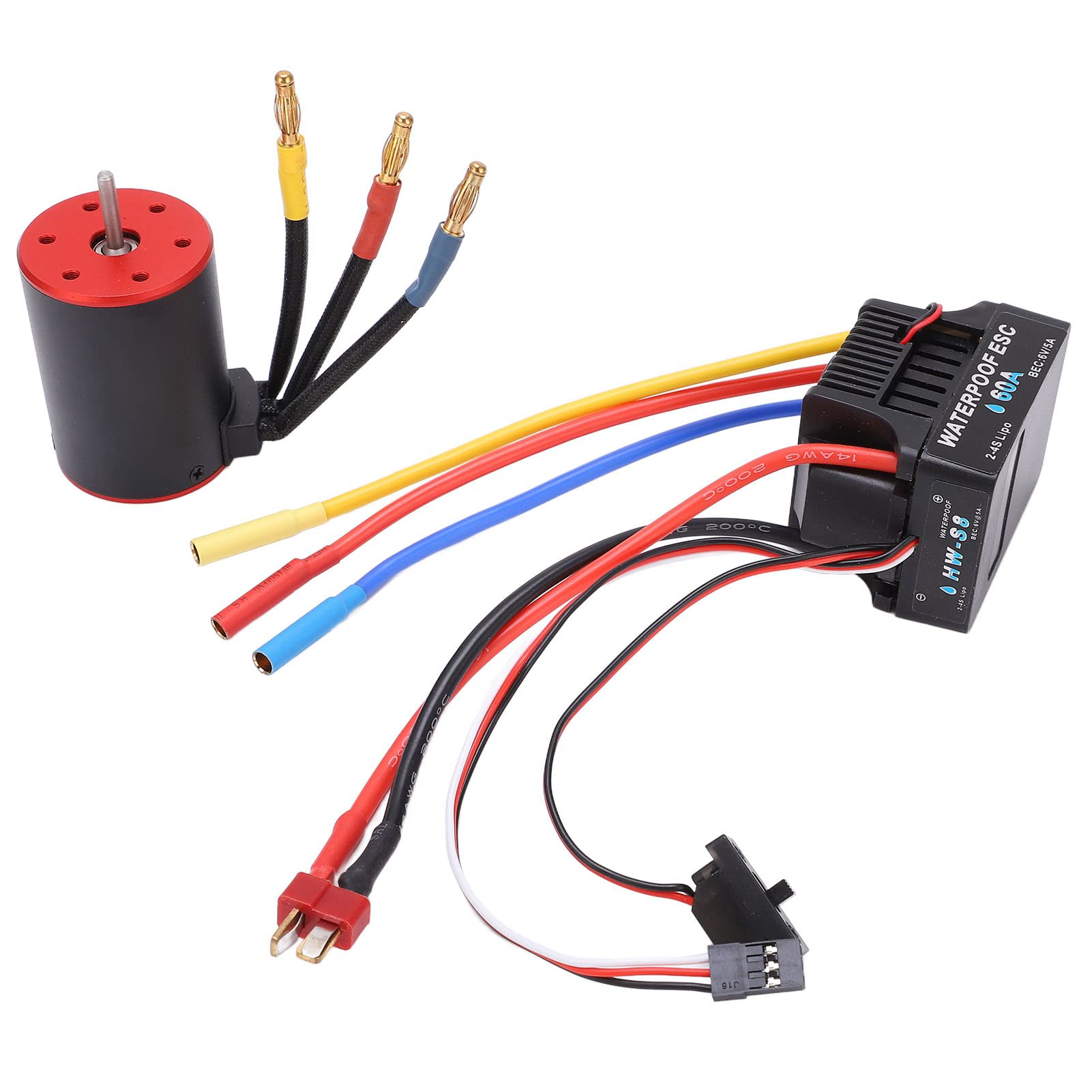 Motor sin escobillas impermeable de 3650 3100KV con regulador electrónico de velocidad de 60 A, conjunto combinado de alto rendimiento de 900 W para coche RC 1/10, incluye enchufe