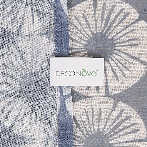 Deconovo Floral Print Sheer Curtains Rod Pocket Curtains Window Treatments Panels For Living Room 52X63 Inch Grey Set Of 2 #TOP3