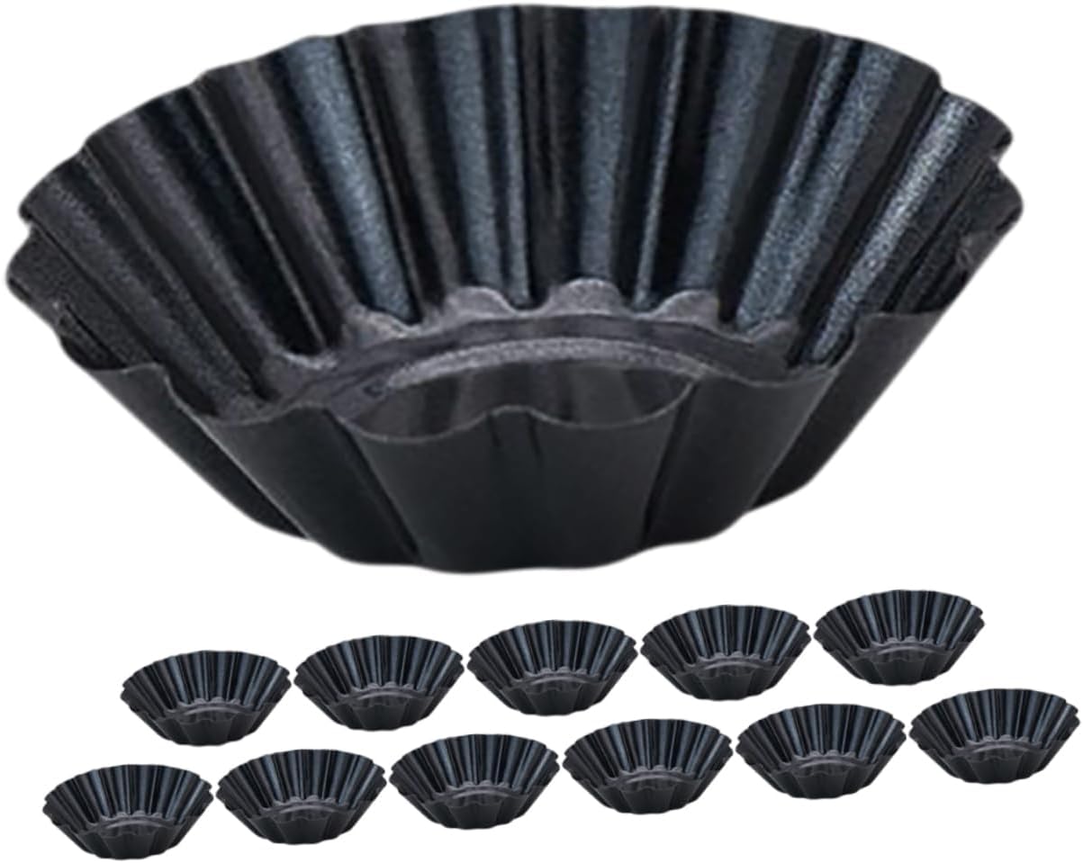 12-Piece Chrysanthemum Egg Tart Molds Set Thickened Carbon Steel Non-Stick Baking Tools for Muffins and Cupcakes for DIY Baking and Pastry Making