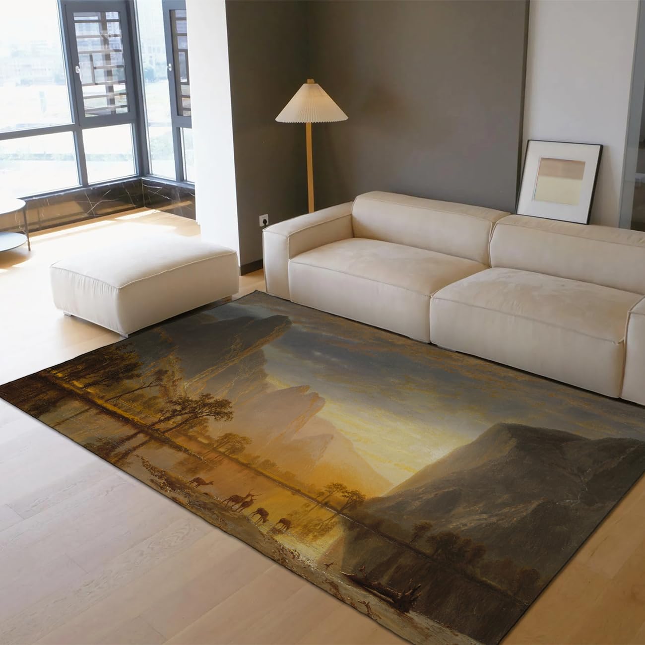 Tapis anti-poussière poil bas lavable pour simplifier l'entretien du salon