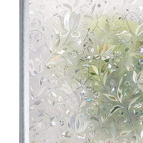 Homein Vinilo Ventana Electrostaticas Adhesivo Laminas Estático Anti UV Película Decorativa sin Pagamento de Cristal Arcoíris Fenómeno Tulipán Traslúcido Fácil Desmontar y Reutilizar 44.5 * 200cm