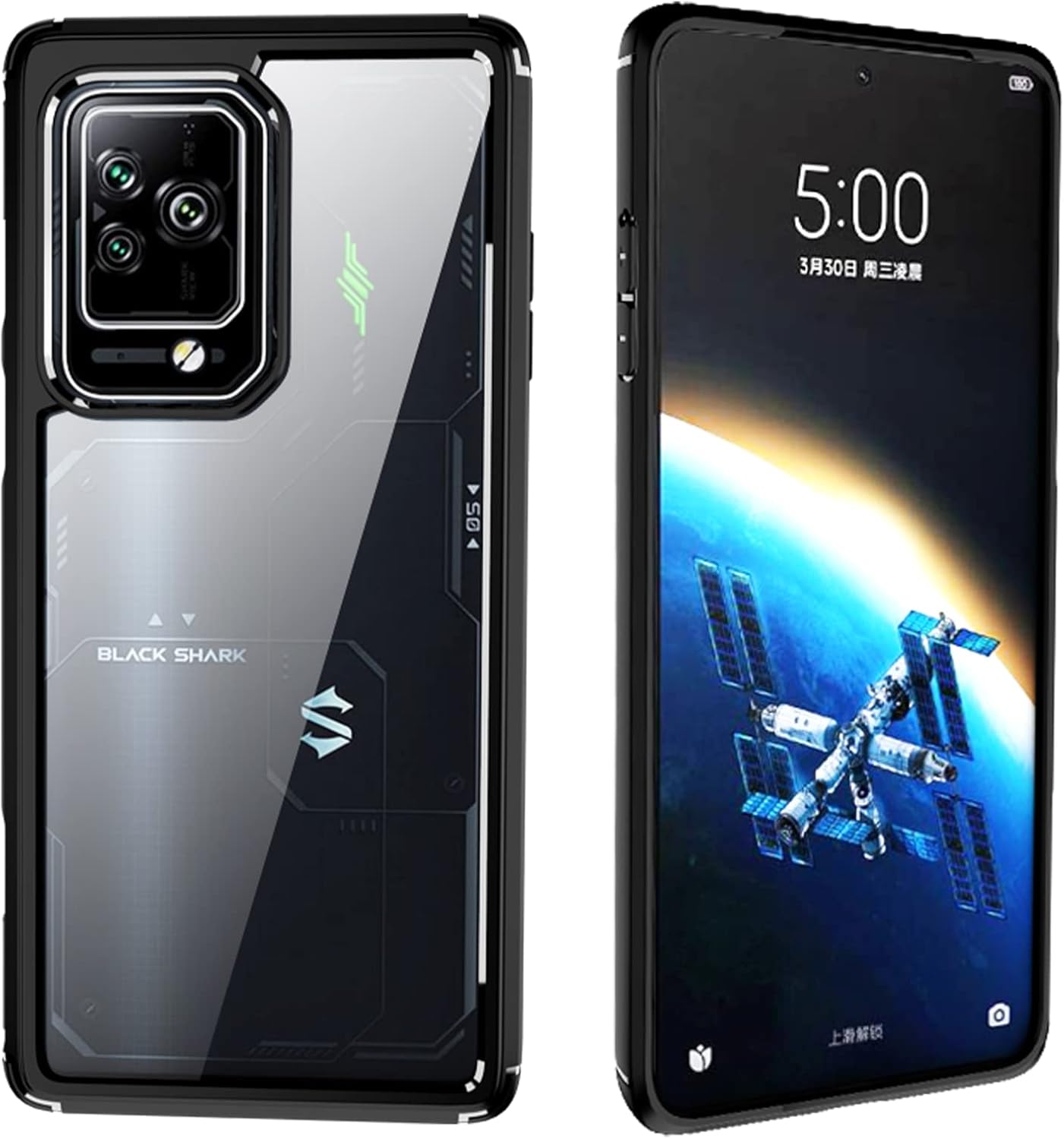 GIOPUEY Funda Para Xiaomi Black Shark 5/5 Pro, [Doble Proteccion] Transparente PC + Suave Silicona TPU Ensamblado Case, Ultrafino Comodidad Antideslizante Cover para Xiaomi Black Shark 5/5 Pro (Negro)