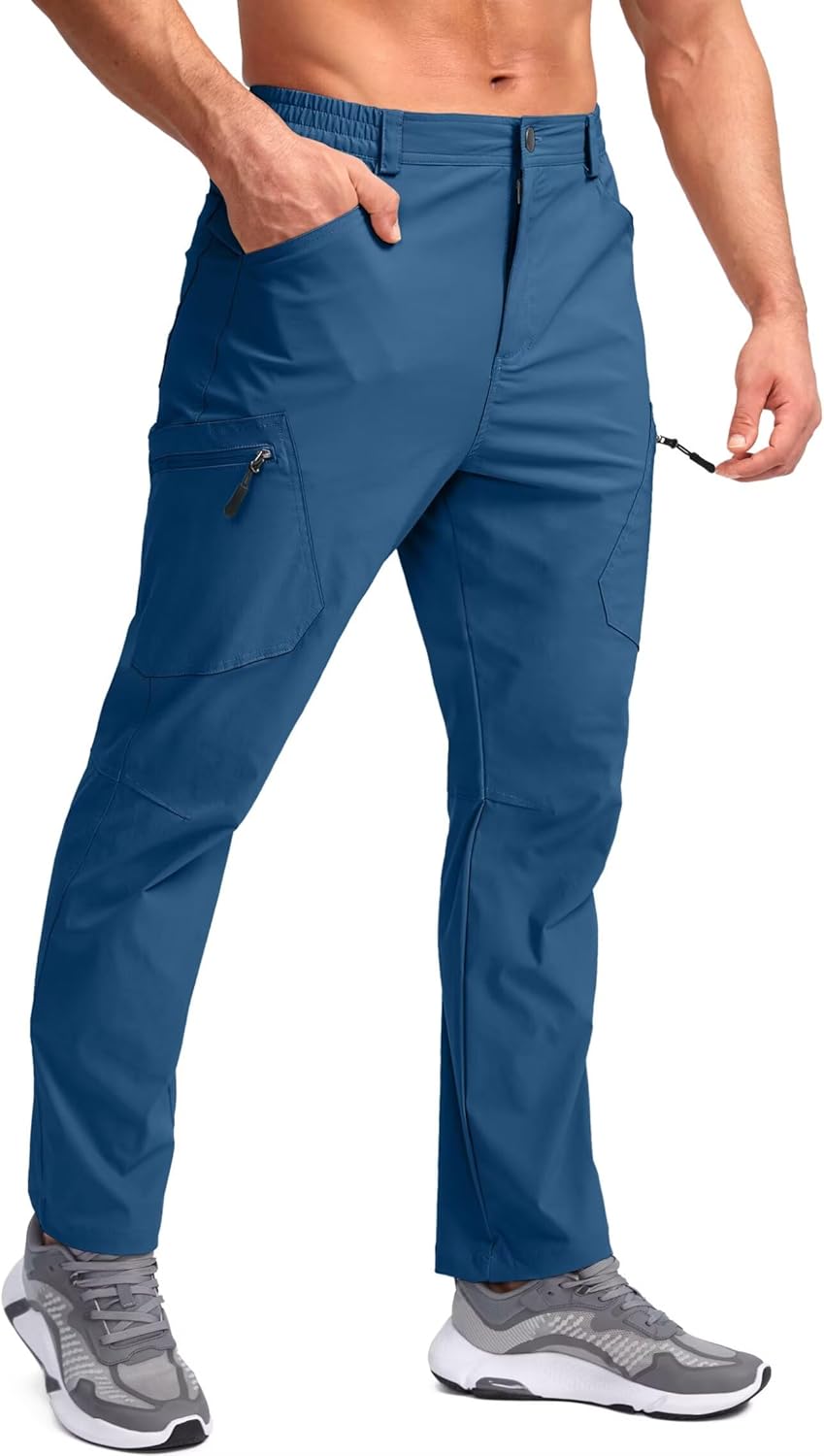 Pudolla Men's Lightweight Hiking Pants with 7 Pockets Quick Dry Water Resistant Fishing Travel Pants