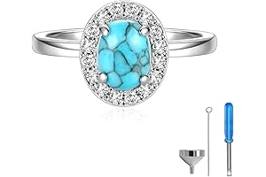 Sterling Silver Turquoise Cremation Urn Ring: Women Cremation Memorial Keepsake Ring for Ashes