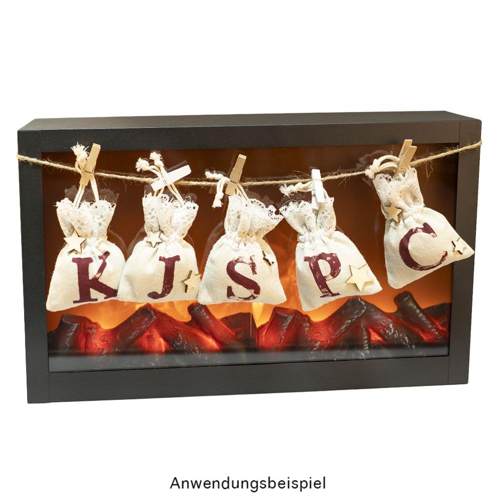 Ideen mit Herz Camino a LED, elettrico, senza riscaldamento, effetto fuoco realistico, 41 x 10 x 25 cm, con funzione timer (6 ore acceso, 18 ore spento)