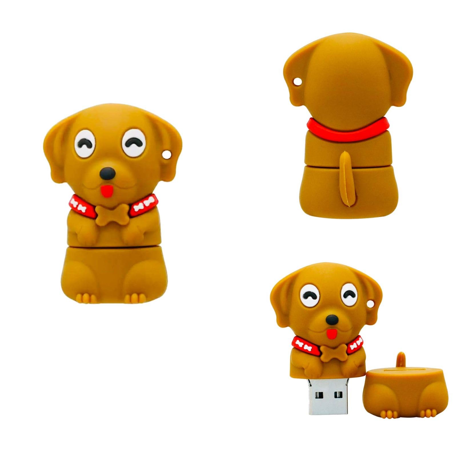 cute puppy usb flash drive, brown dog design with red collar, novelty animal storage device, portable memory stick, 4g-128gb, upto 10mbps, 2.0, gifting pen drives (128, gb)