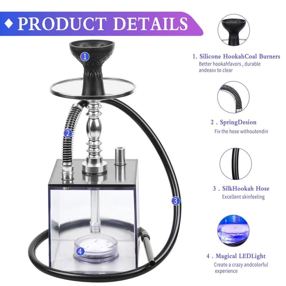 Hookah, Hookah Set Modern Cube Acrylic Hookah with Silicone Hookah