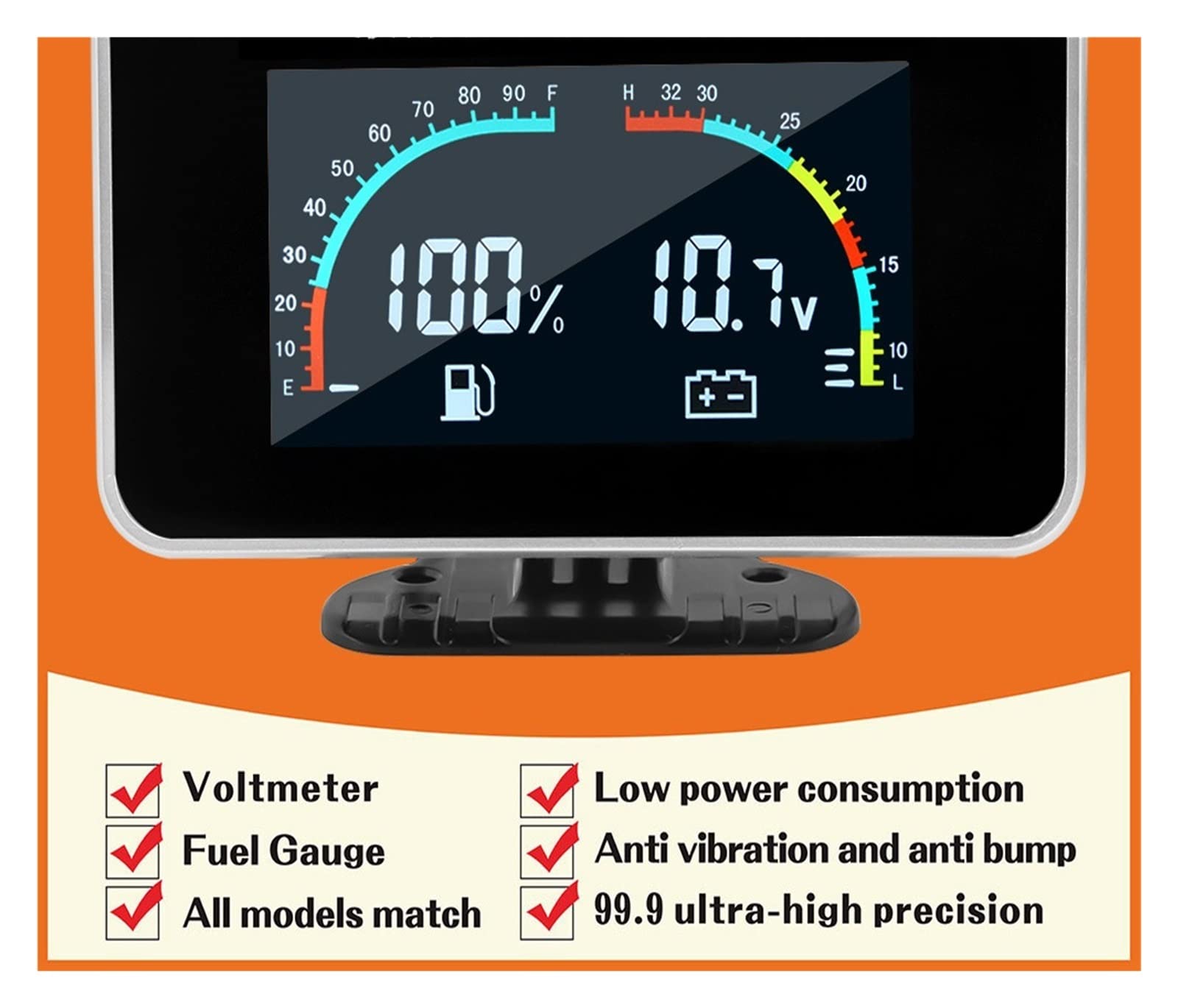 Voltmetro indicatore livello carburante 2 IN 1 con sensore galleggiante carburante Voltmetro contatore auto LCD for sensore flusso carburante auto moto 0-190 Ohm(175mm)