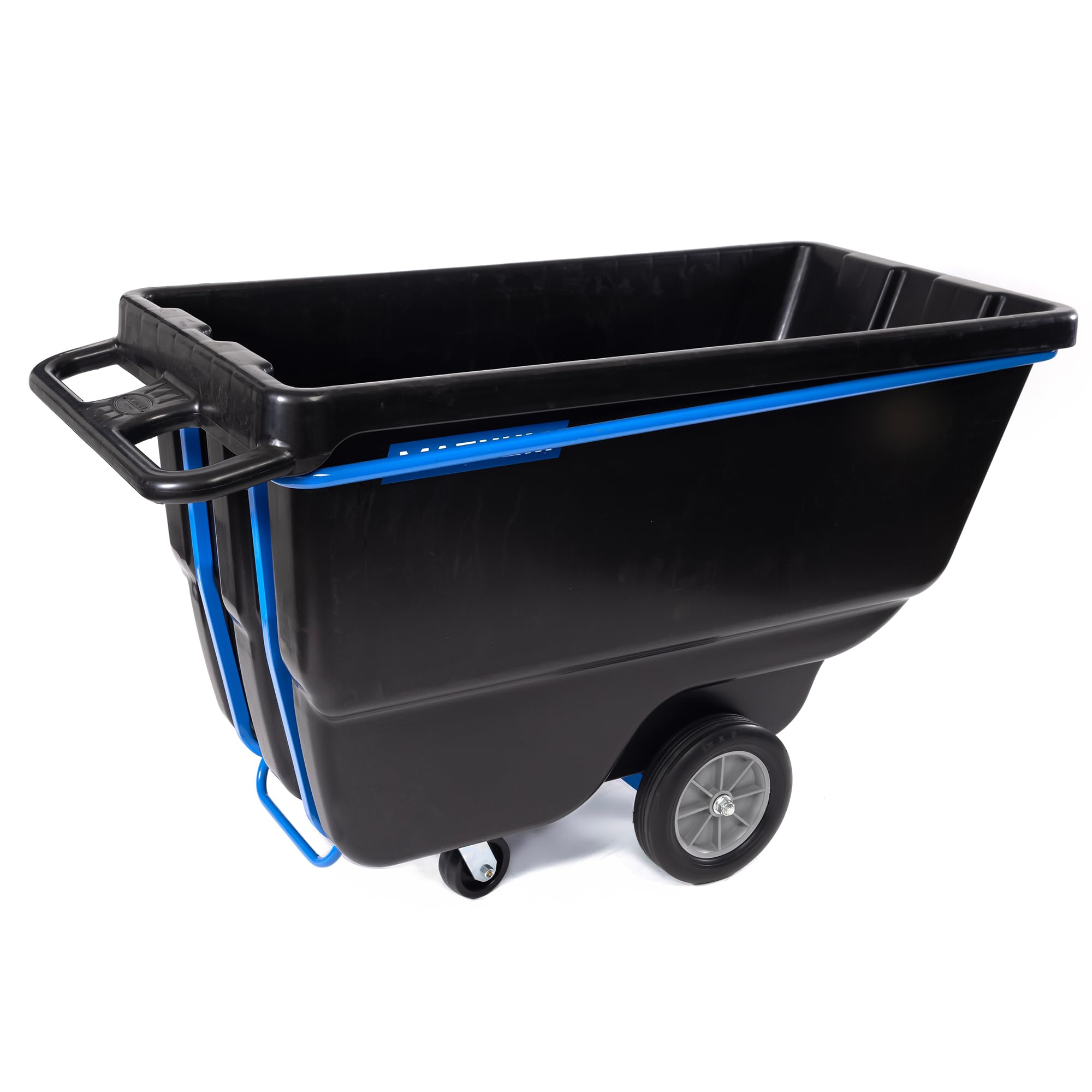 Magnum Tilt Truck, 1 Cu. Yd. Covered Capacity Dump Cart with Heavy Duty 12” Wheels & 5” Casters & Heavy Duty Full Frame for Jobsites, 1200 lbs, Trash