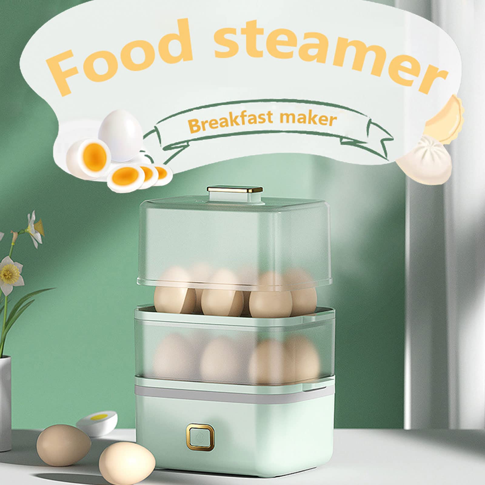 Eierkocher für 12 Eier 250W, Elektrischer Eierkocher für Gekochtes und Pochiertes, Elektrischer Eierköpfer, Doppelter Egg Cooker mit Eierbecher, Gestell für Bis zu 6 Eier, Manuell Schließen