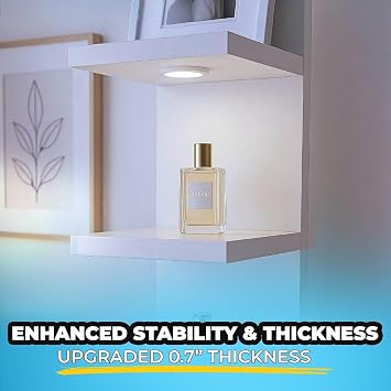 home stuff Wall Shelf Unit with Light | Modern White Floating Vertical Display Storage Shelves | Minimalist Shelving for Living Room, Bedroom & Office Organisation