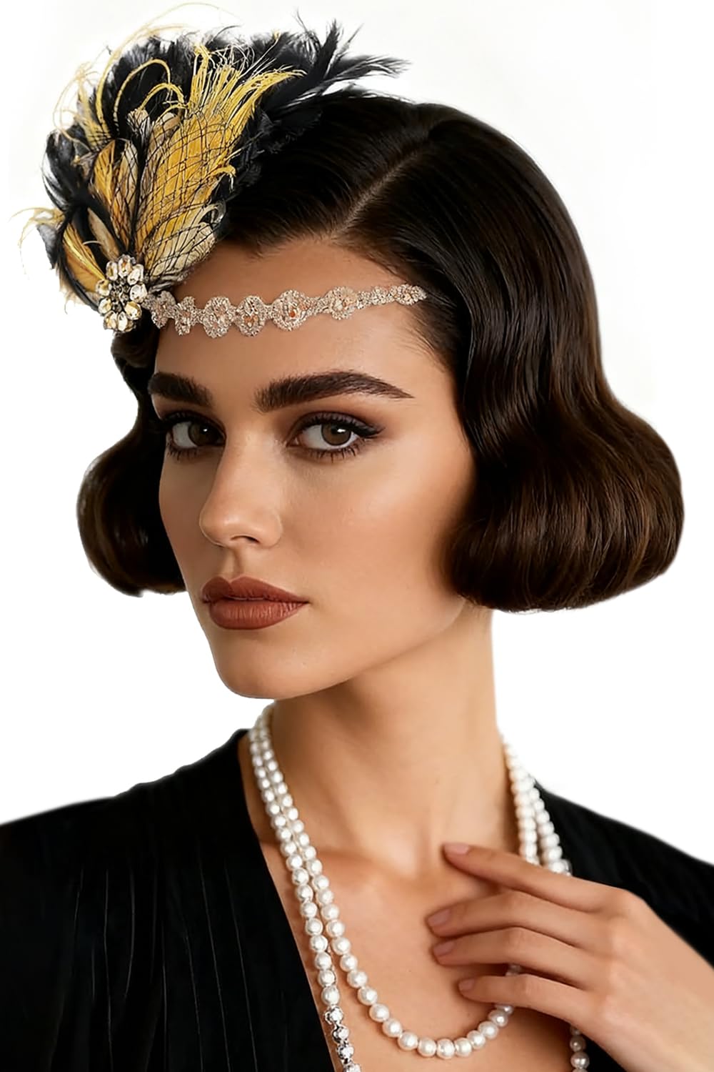 BABEYOND Opaska na głowę z piór Flapper z lat 20. XX wieku, akcesoria dla kobiet, styl Charleston, nakrycie głowy, karnawał, kostium, akcesoria