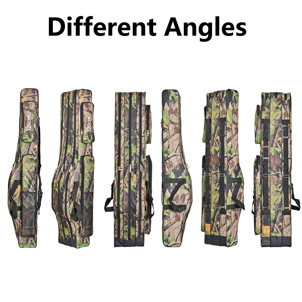 Bolsa portátil para caña de pescar, funda para caña de pescar, camuflaje, 120 cm, para accesorios de pesca, cebo de pesca [marrón]