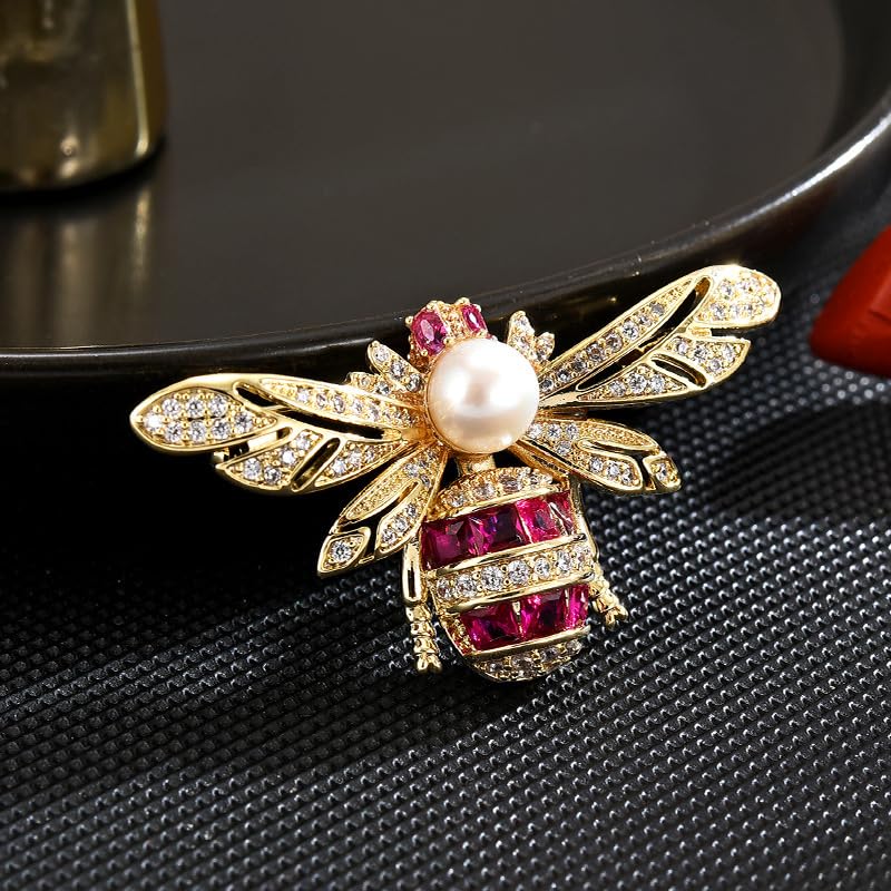 Image of GKDFK Little Bee Brooch Pins for Women Vintage Animal Insect Lapel Pin Crystal Rhinestone Broach Dress Denim Jacket Accessories Birthday Party Costume Jewelry Gifts