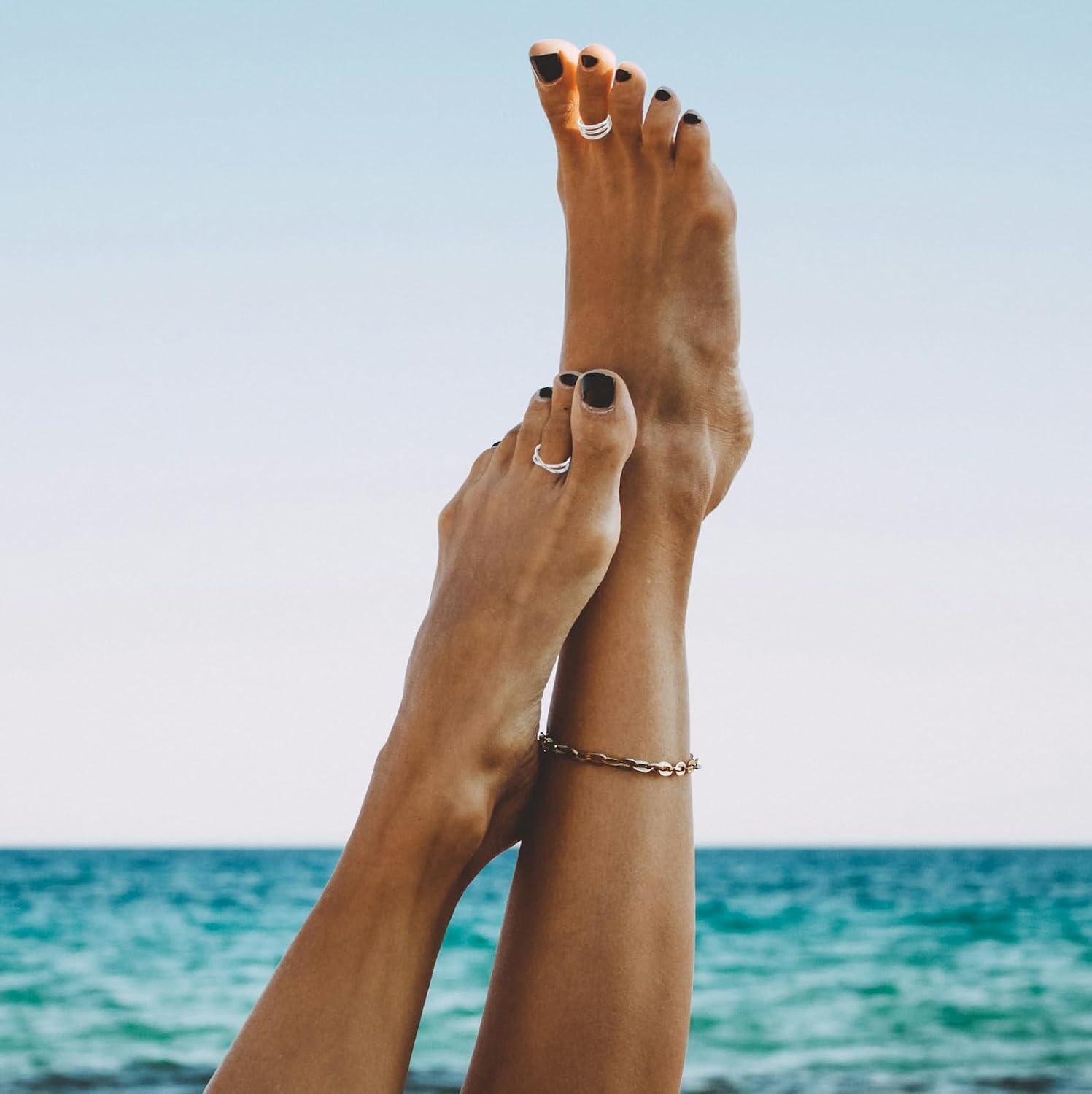 SONNYX Toe Rings for Women 14K Gold Silver Toe Ring Non Tarnish Adjustable Simple Open Band Toe Rings Summer Beach Foot Jewelry for Women