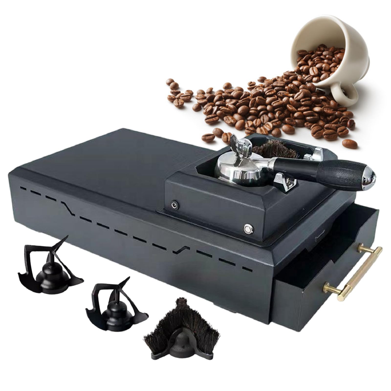 Limpiador Eléctrico de Portafiltros de Café 150W, Accesorio de Café, Incluye 2 Rascadores y 1 Cabezal de Limpieza, Velocidad de Rotación 300/min, para Portafiltros de 58mm