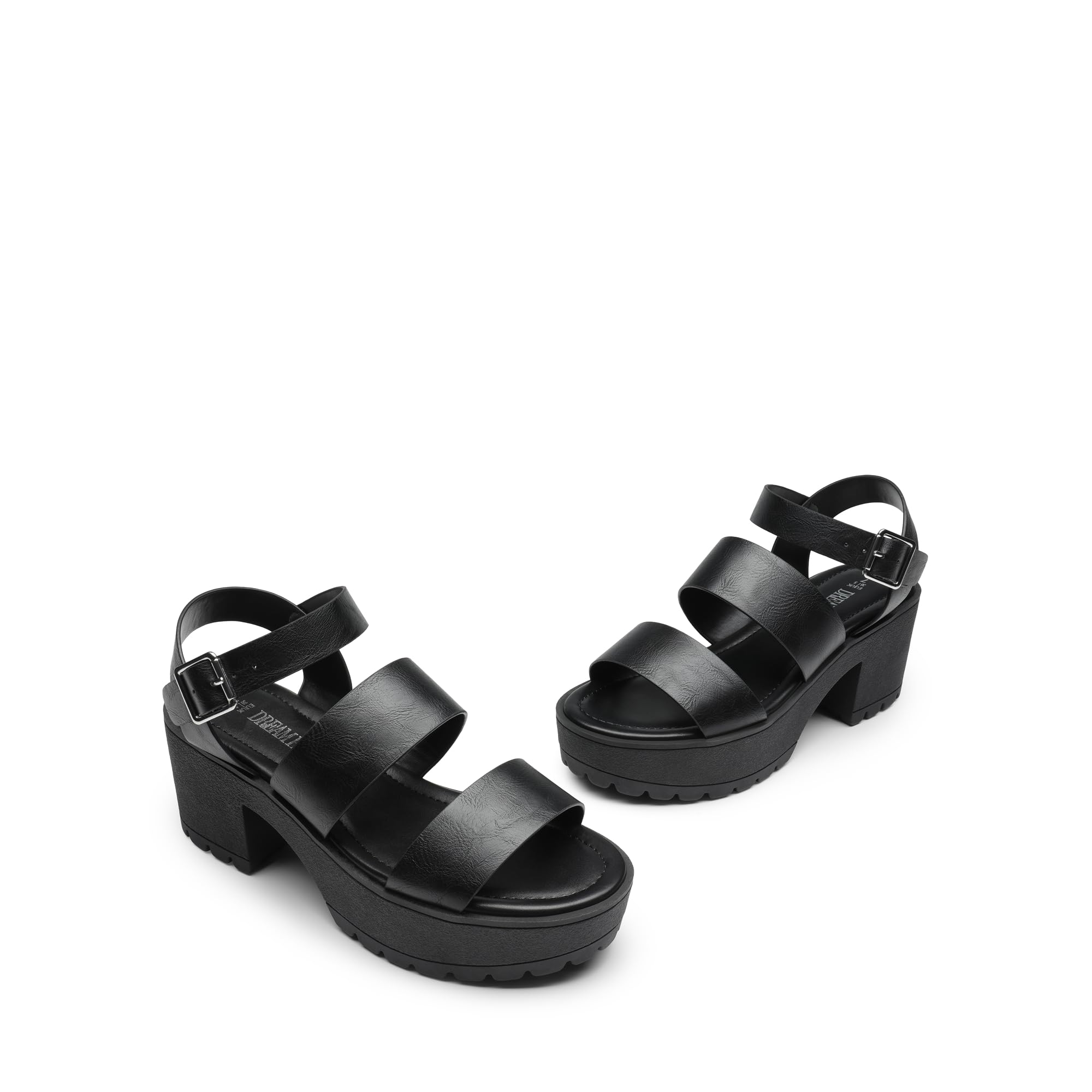 DREAM PAIRS Platform Heels for Women Lightweight Chunky Open Toe Stylish Comfortable Fisherman Sandals with Adjustable Ankle Strap: 8 Black