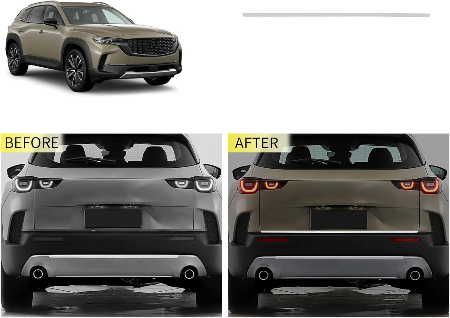 Tailgates Trim Compatible with Mazda CX50 CX-50 2023 2024 2025 2026 Rear Tail gate Door Trunk Lid Molding Cover Trim Exterior Car Accessories Stainless Steel 1PCS(Silver)