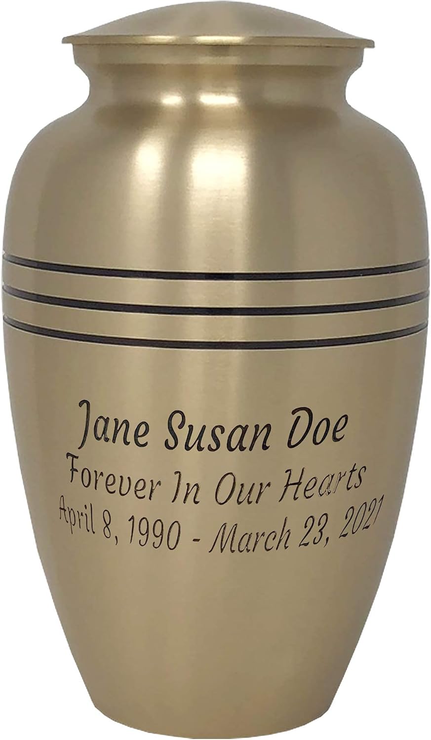 Custom Engraved Classic Bronze Full Size Cremation Urn - Up to Three Lines of Engraving Included - Six Fonts to Choose from - Momentful Life
