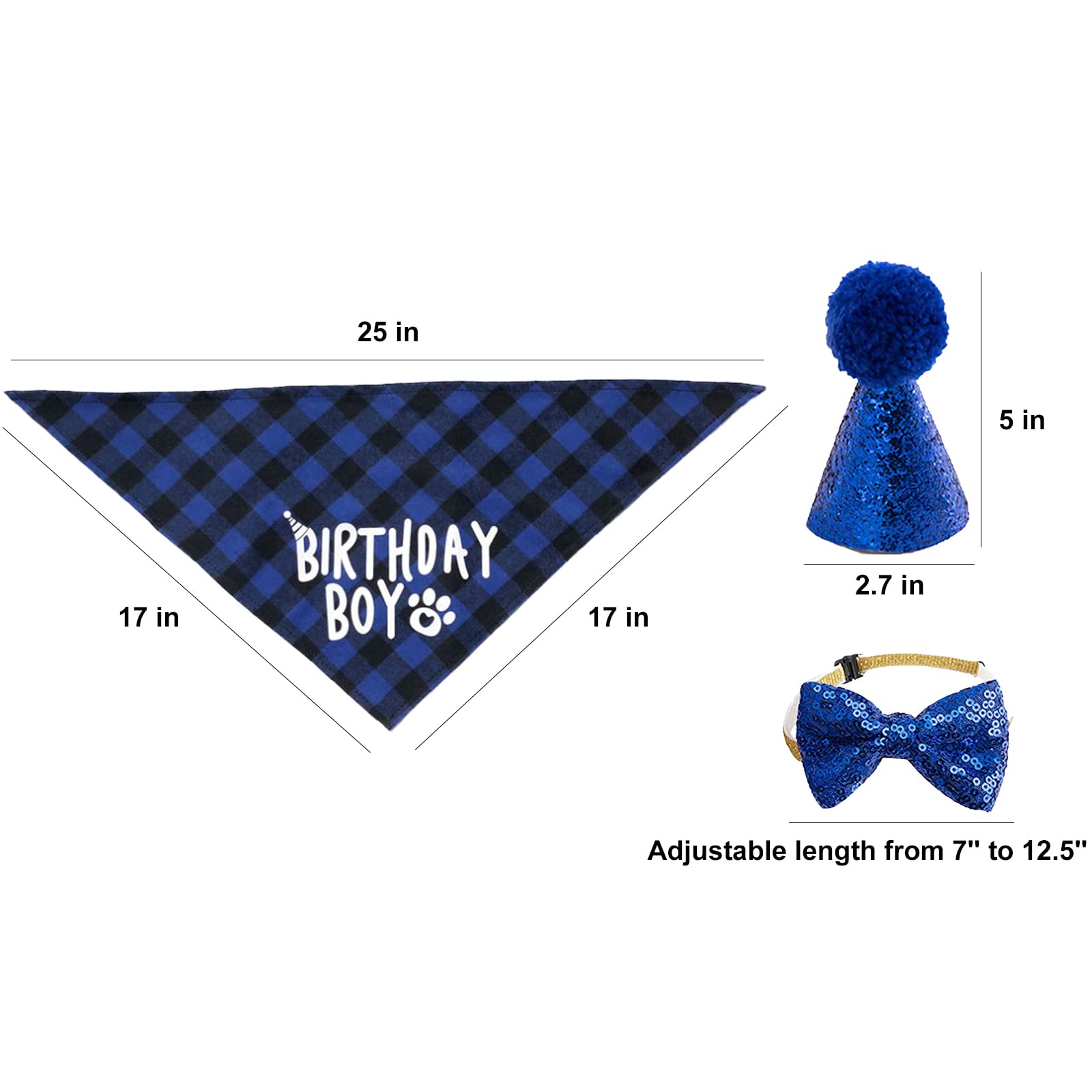 Hunde-Bandana „Birthday Boy“ – Blaues Halstuch Für Geburtstage, Fotos, Partys, Größe 66x31 Cm