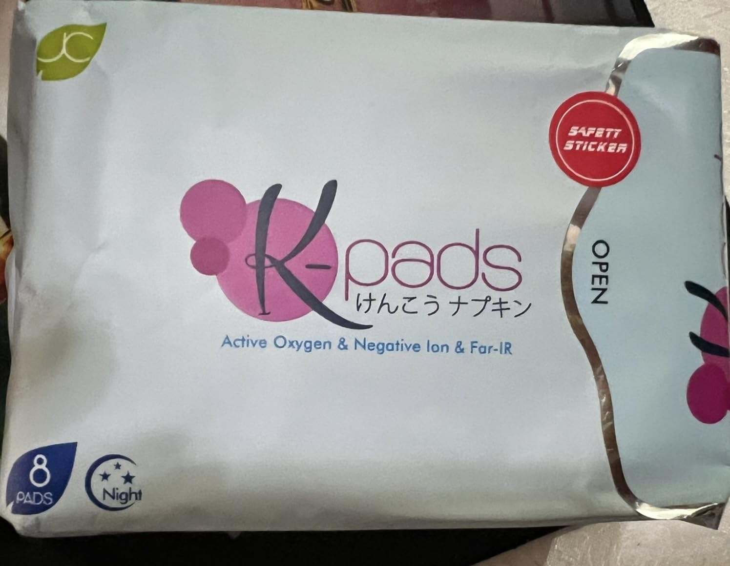 K-Pads Active Oxygen Night Pads for Women, 8Pads, JC Premiere