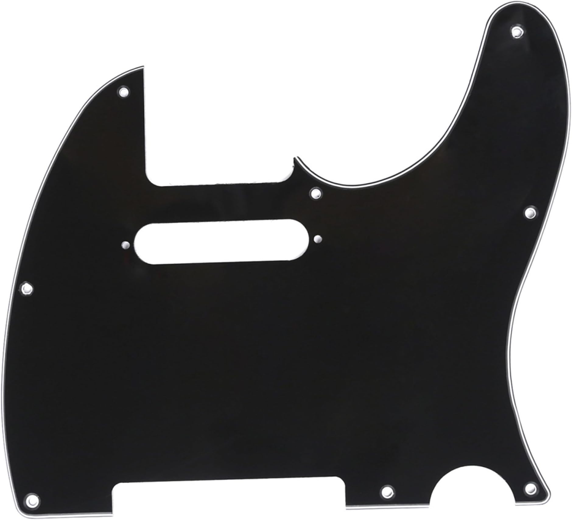 8 Hole Tele Pickguard Scratch Plate for USA/Mexican Fender American Standard Telecaster Modern Style Electric Guitar, 3Ply Black