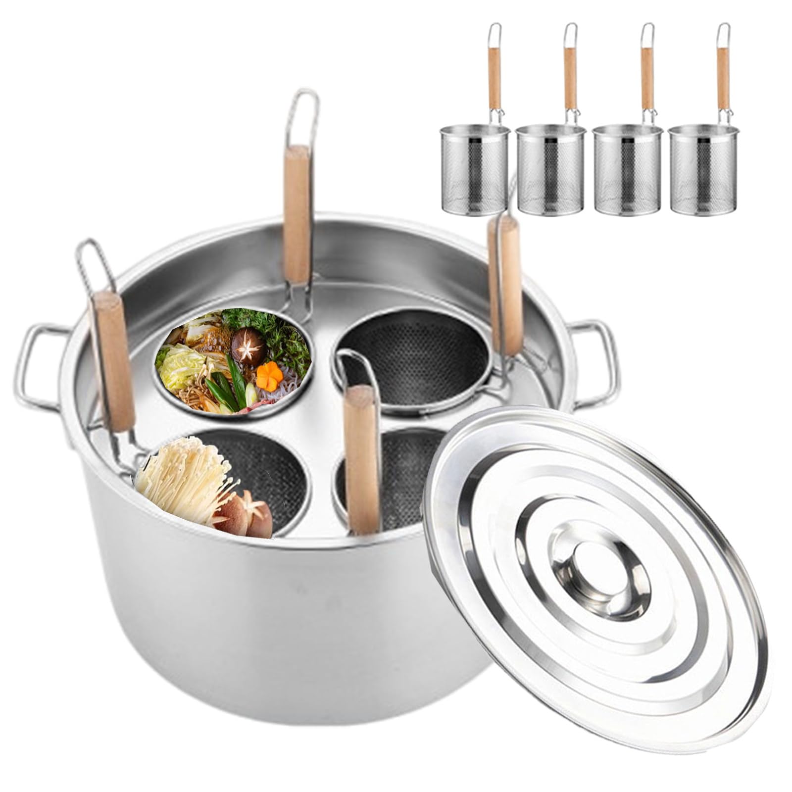 Ensemble d'ustensiles pour cuiseur à spaghetti | Cuiseur à pâtes professionnel avec séparateur, marmite et panier-filtre | Batterie de cuisine multifonction pour les réunions de famille, facile à nett