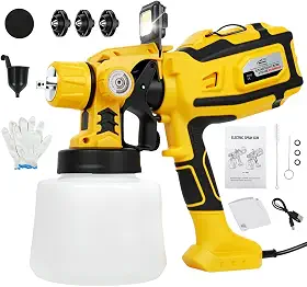 FINYQBET Pistola de Pintura Elétrica Profissional 1400ml, 850W com Iluminação LED, 3 Regulações de Spray - Ideal para Decoração, Pintura de Móveis e Paredes para Profissionais e DIY Entusiastas (220V)