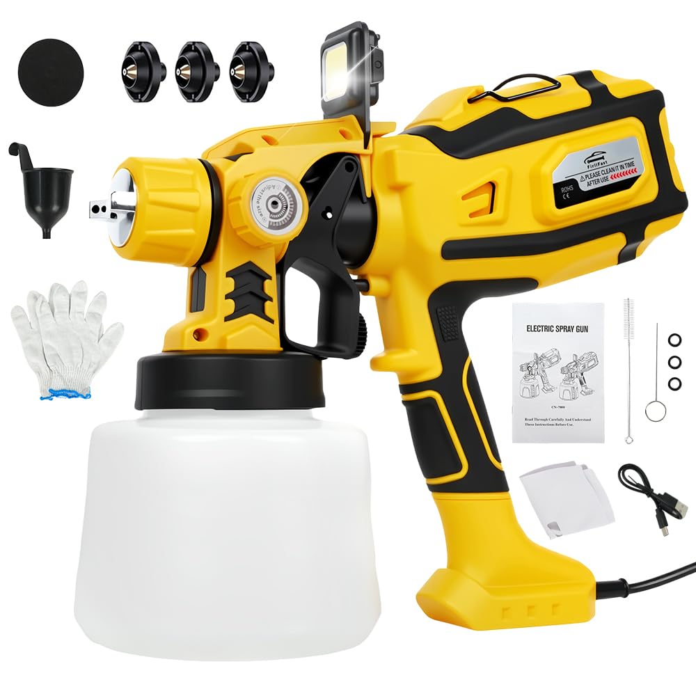 FINYQBET Pistola de Pintura Elétrica 1400ml, 850W com Iluminação LED (220V) | 3 padrões