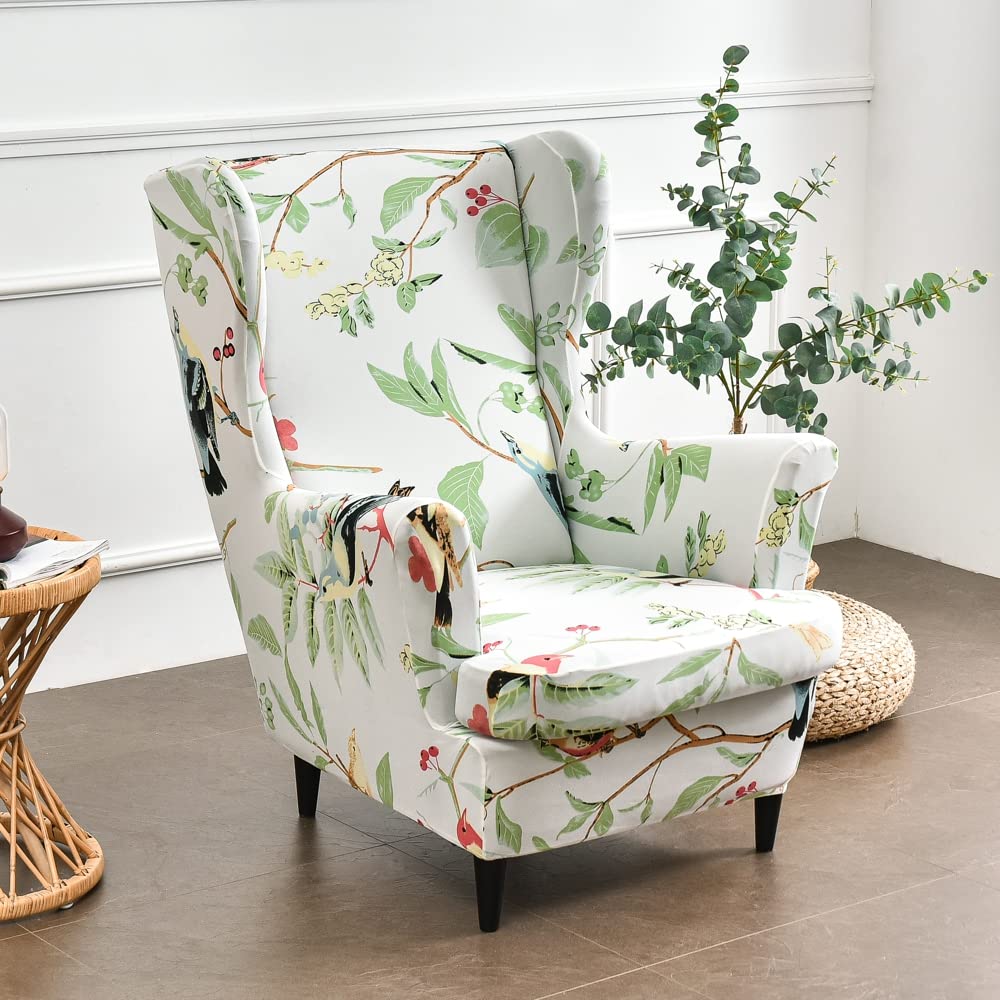 Housse De Fauteuil 1 Pièce Velours Élastique - Protection Canapé Avec Accoudoirs - Style Leaf C