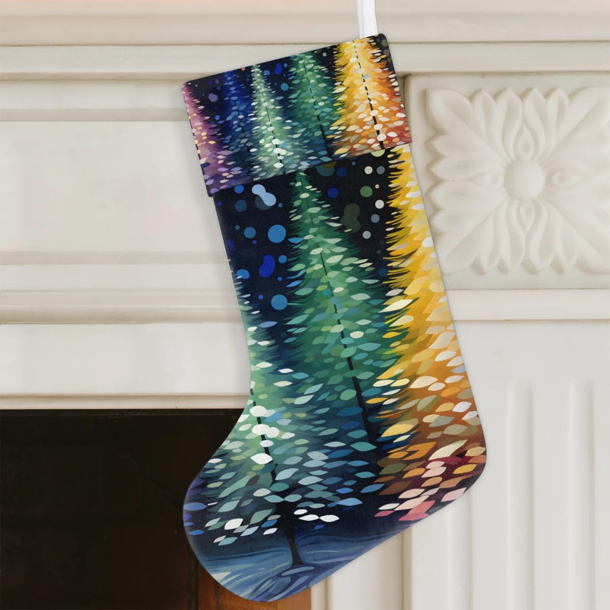 Christmas Stockings, 17.7in Christmas Tree Xmas Stocking Gift Treat Bags Modern Tree Xmas Stocking Hanging Ornaments for Xmas Party Gift Filler Fireplace Christmas Tree Decoration