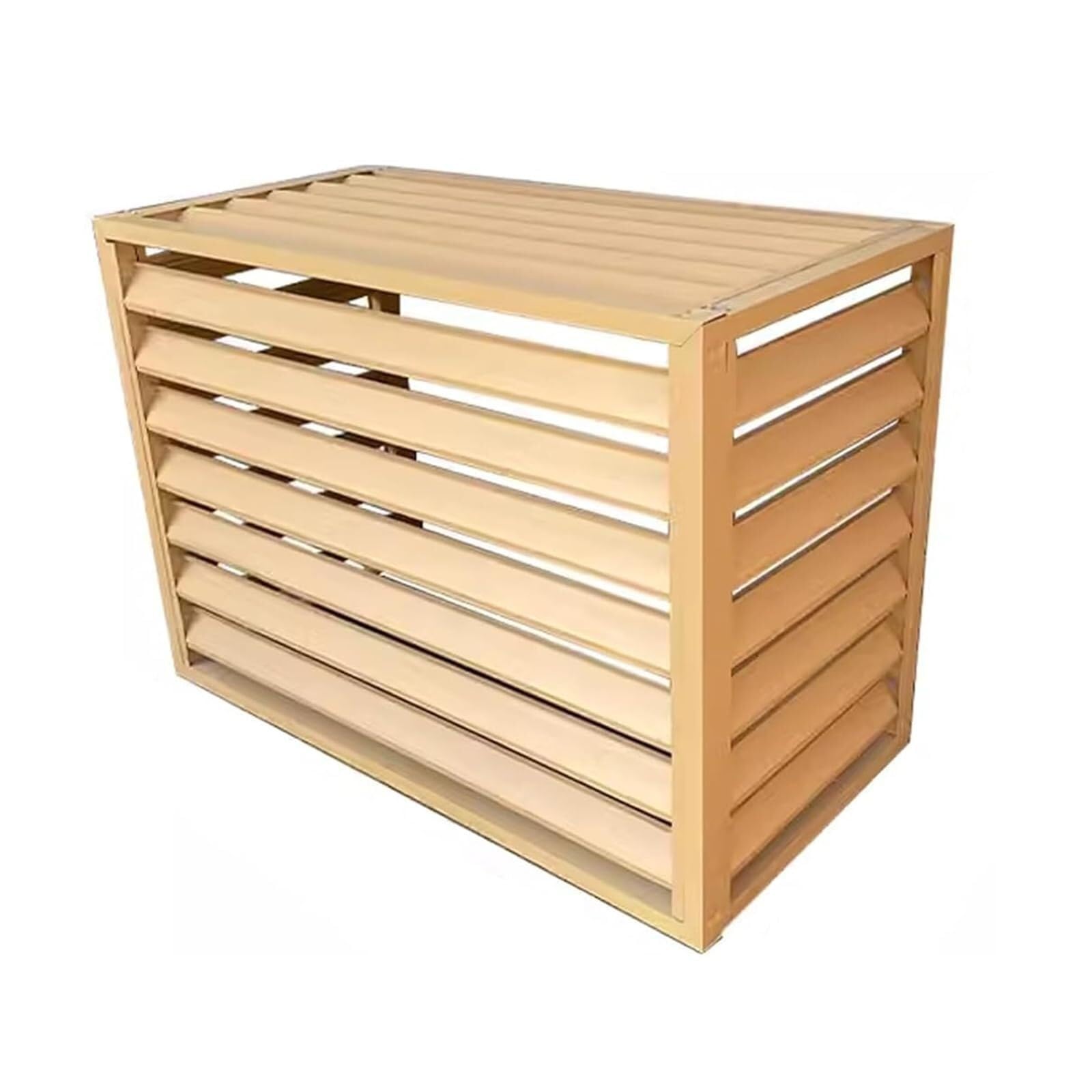 Cubierta de aluminio para bomba de calor, valla de condensador de CA para exteriores, parte superior plana blanca, 120 x 70 x 150 cm (parte superior de rejilla de almendra, 120 x 70 x 150 cm (largo x