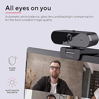 Trust Taxon 2K QHD Webcam PC, Plastica Riciclata 85%, 2560x1440p Videocamera, Filtro Privacy, Autofocus, Lente Grandangolare, 2 Microfoni, Telecamera per Skype, Teams, Zoom, Computer, Laptop, Mac