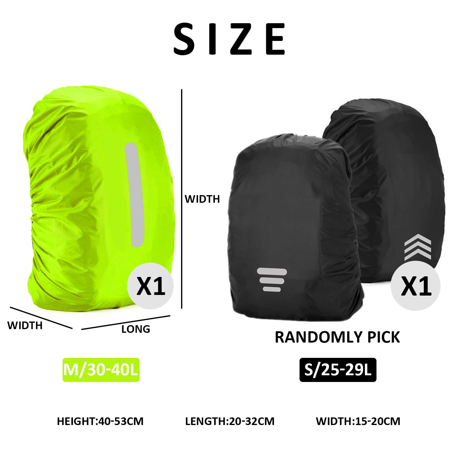 Pack De 2 Housses De Pluie Imperméables Pour Sac à Dos 45L - Avec Bandes Réfléchissantes - Ajustable, Pliable - Pour Randonnée, Vélo, Voyage
