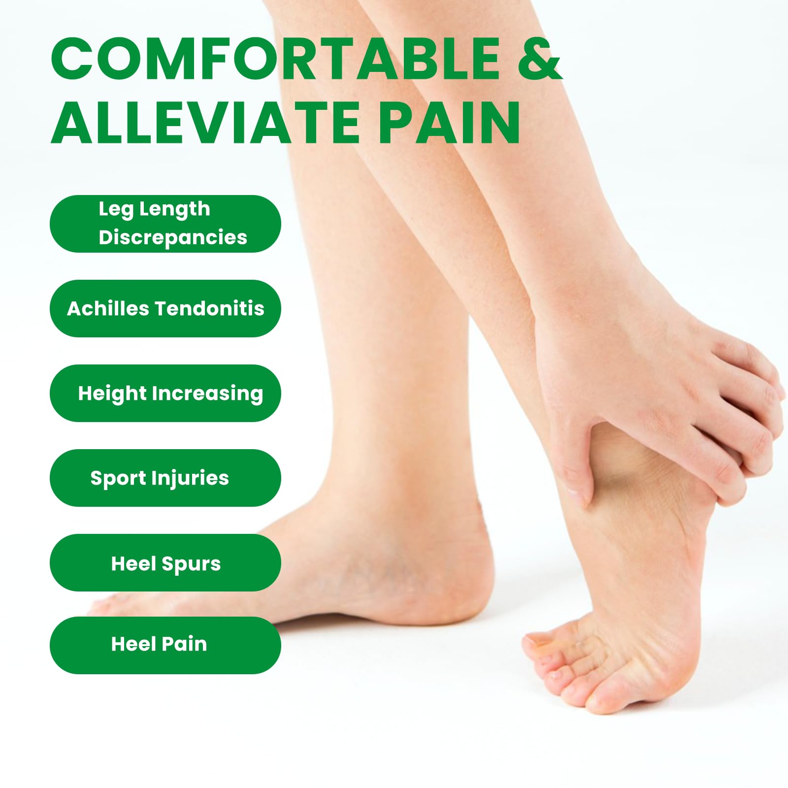 Bukihome Fersensporn Einlagen - Achillessehne Einlegesohlen - 4 Schicht verstellbare Fersenpolster für Plantar Fasciitis, Fersensporn, Ferseneinlagen (Schwarz,Groß:43-46)