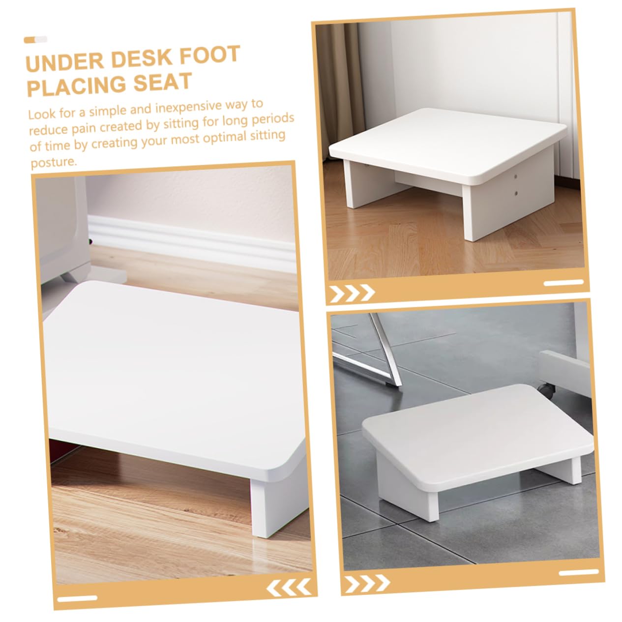Sgabello Poggiapiedi da Scrivania in Legno Bianco Antiscivolo Leggero | Studio e Ufficio, Design Inclinato, Aiuta a Ridurre la Stanchezza, Uso Sotto Scrivania, Supporto Stabile