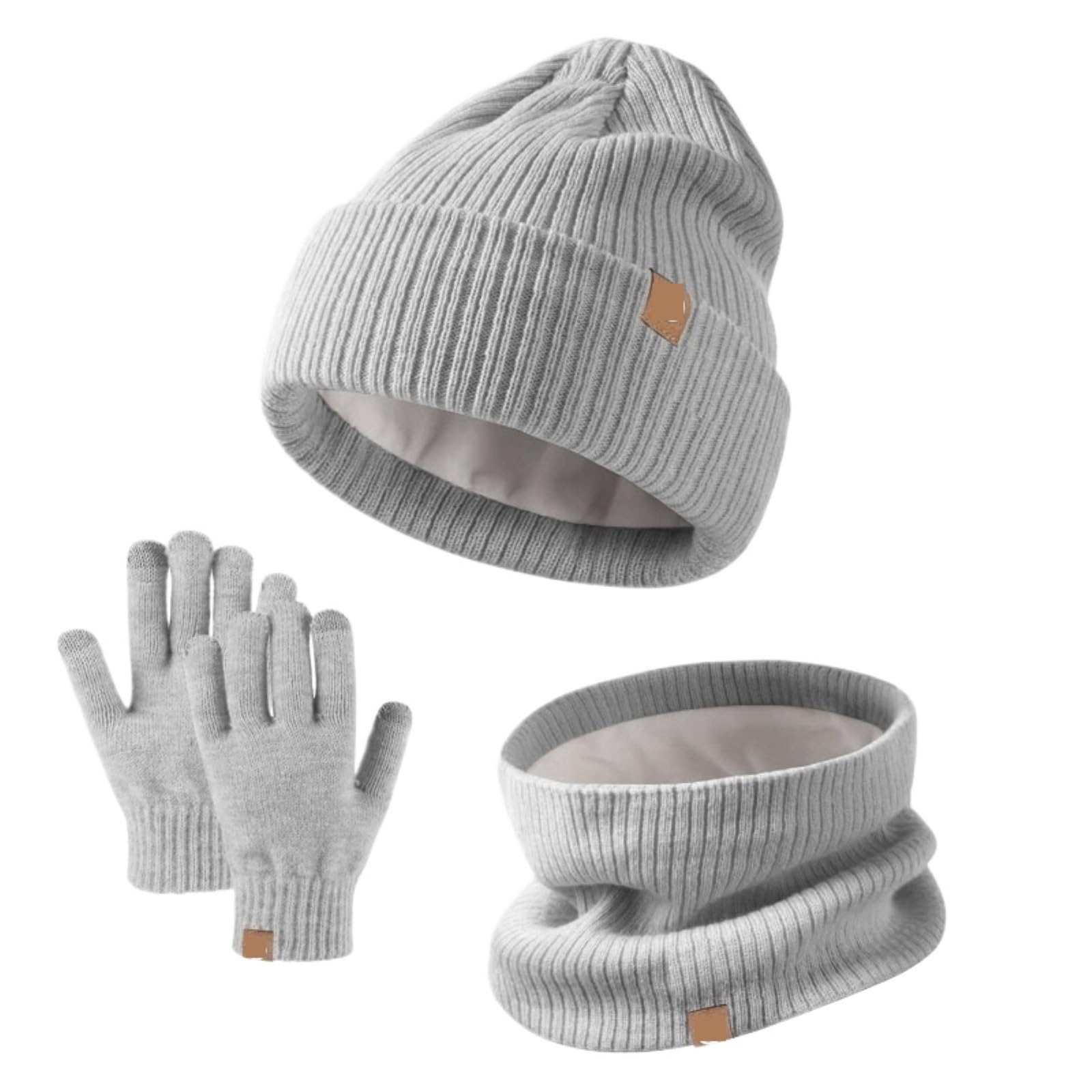 Czapka szalik rękawiczki Czapki, Szaliki, Rękawiczki I Zimowe Komplety Z Polaru Zestaw(Grey)