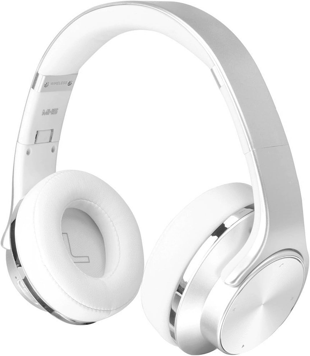 2 in 1 Bluetooth Headphones & Speaker, Sodolife Over-Ear Wired/Wireless Headsets Foldable with Comfortable Protein Earpads for Cell Phone/TV/PC (Silver)